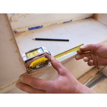 Stanley 0-33-932 Powerlock verchroomde rolbandmaat 19mm breed x 5mtr, bovenvenster