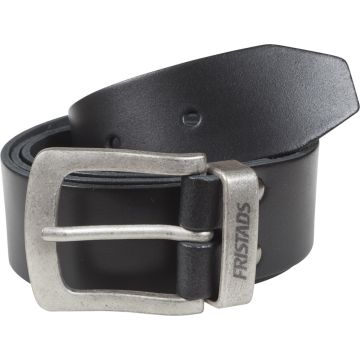 Lederen riem met metalen gesp 122cm zwart 100913