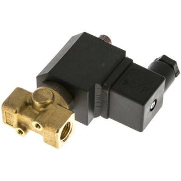 Messing magneetventiel G 1/4'', NC, 3/2, direct werkend, 24VDC, 0-7bar, 3.4L/min, FKM afdichting