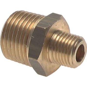 Messing dubbele zeskantnippel 1/8" conische draad