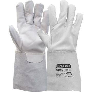 Oxxa Welder 53-150 lashandschoen nerfleder grijs met splitlederen kap, maat 10 (XL)