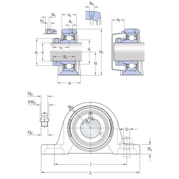 SKF SY 45 FM GY Y-lagerhuis staand (SY 509 M + YET 209)