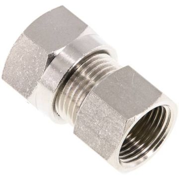 Messing vern. rechte opschroef koppeling 12 L x 3/8'' bi.dr.