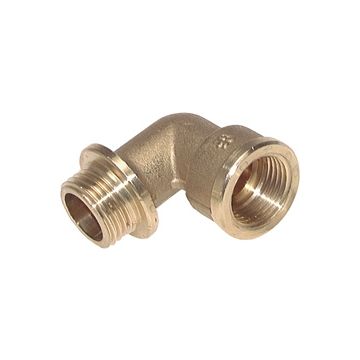 Messing knie 90° 1/2" bi.-bu cilindrische draad met kraag
