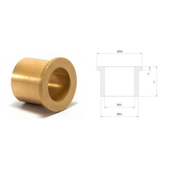 Glijlager sinterbrons - 14 x 18 x 18mm met kraag 22 x 2mm zelfsmerend