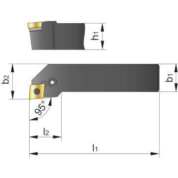 Phantom wisselplaathouder PCLNR 1616 H2, 16 x 16 x 100mm, snijrichting rechts