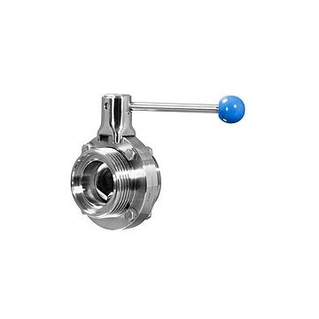 AWH RVS 316L HL-ZFA tussenflens zuivelvlinderklep DN40 (41mm) EPDM las/las (met handgreep)