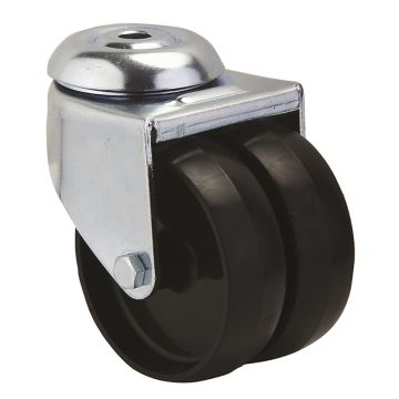 Colson 360a00G050xZLC dubbele zwenkwielen met centraal gat, zwart polyamide wielen 50mm, 60kg