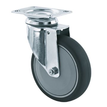 Colson 367a29K125rZPF zwenkwiel, grijs thermoplastisch rubberband 80 Shore A, 125mm, 100kg