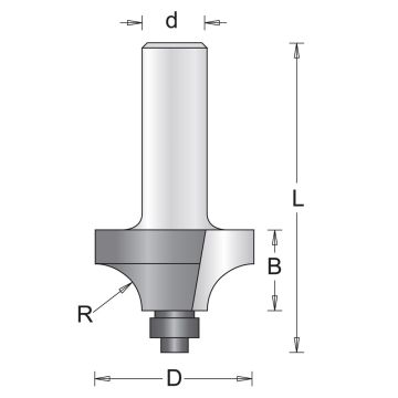 Hikoki 754021 - afrondfrees met onderlager Ø22,2 x 12,7 x 49mm, radius 4,8mm, opname Ø6mm