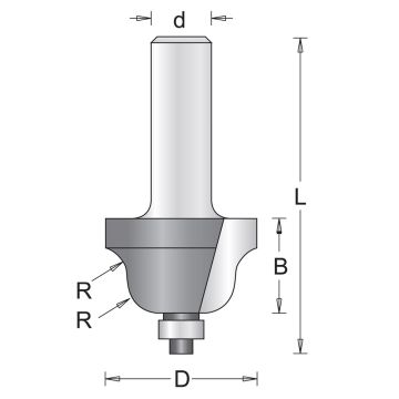Hikoki 754024 - profielfrees met onderlager Ø25,4 x 12,7 x 52mm, radius 4,0mm, opname Ø6mm