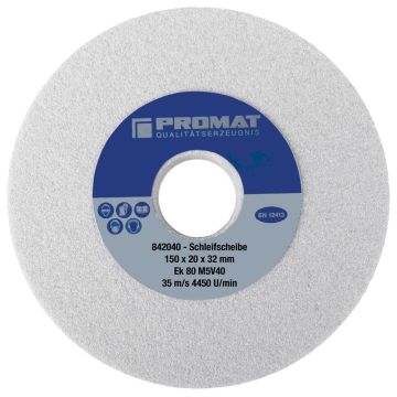 Promat slijpsteen Ø125 x B20 x 32mm korrel 80 model A aluminiumoxide