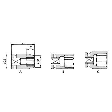 Action 6-kant krachtdop 1.1/2" x 45mm, L=84mm