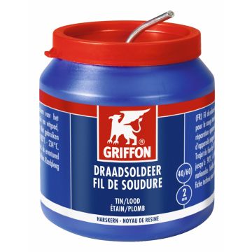 Griffon draadsoldeer tin/lood 40/60 met harskern, Ø 2mm pot 500gr