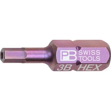 PB C6.210B/3 inbusbit 3 x 25mm met gat, 1/4'' opname (tbv. anti-diefstalschroeven)