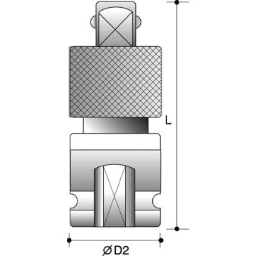 Action krachtdop snelwisseladapter 1" bi. x 1" bu., L=100mm
