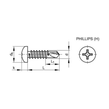 Maxxfast zelfborende pancilinderschroef met Phillips kruisgleuf 3,5 x 19mm DIN 7504 M-H elvz.