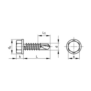 Maxxfast zelfborende schroef zeskantkop 4,2 x 13mm DIN 7504 K RVS A2