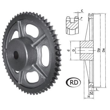 Kettingwiel 20B-2 duplex, 1.1/4" x 3/4", voorgeboord, Z=76 GY