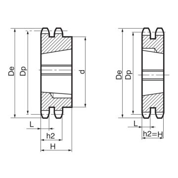 Kettingwiel 20B-2 duplex, 1.1/4" x 3/4", Z=17 TL2517