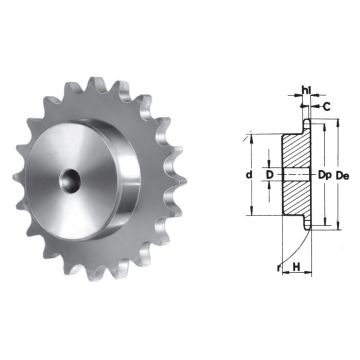 Kettingwiel 05B-1 simplex, 8 x 3,0mm, voorgeboord, Z=15